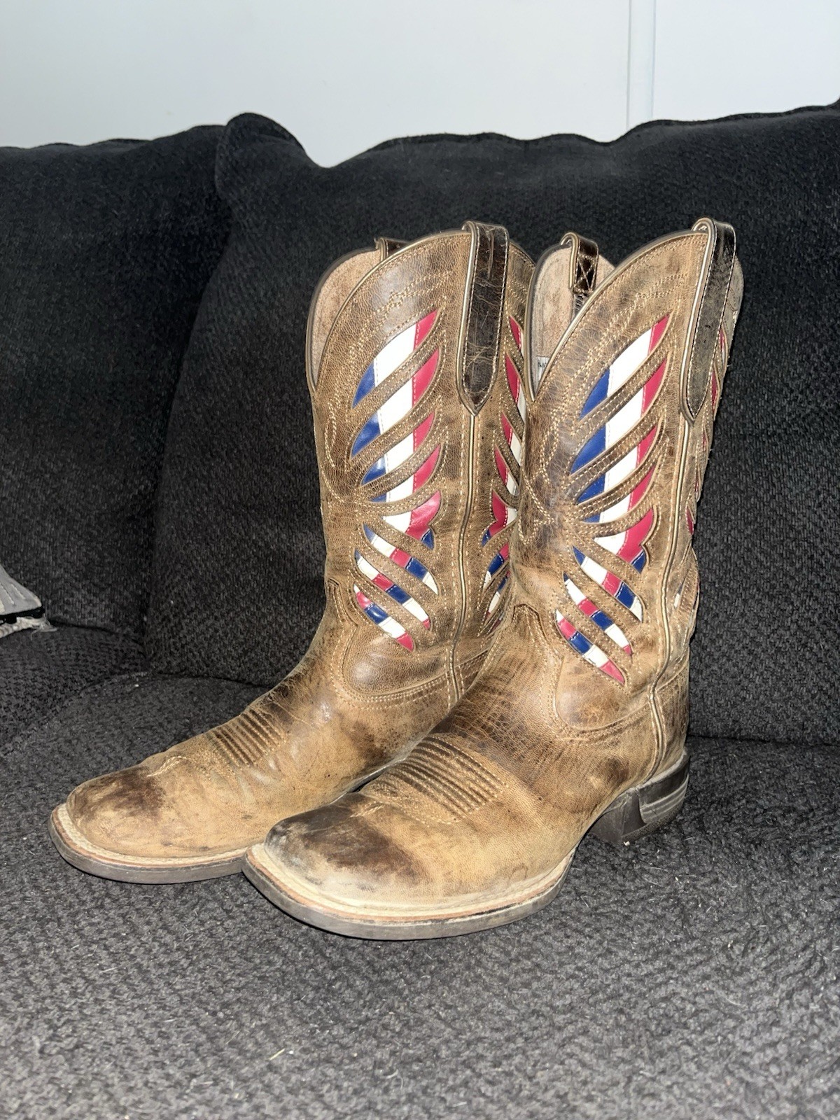 Ariat Square Toe Women Size 8 Red White And Blue Boot
