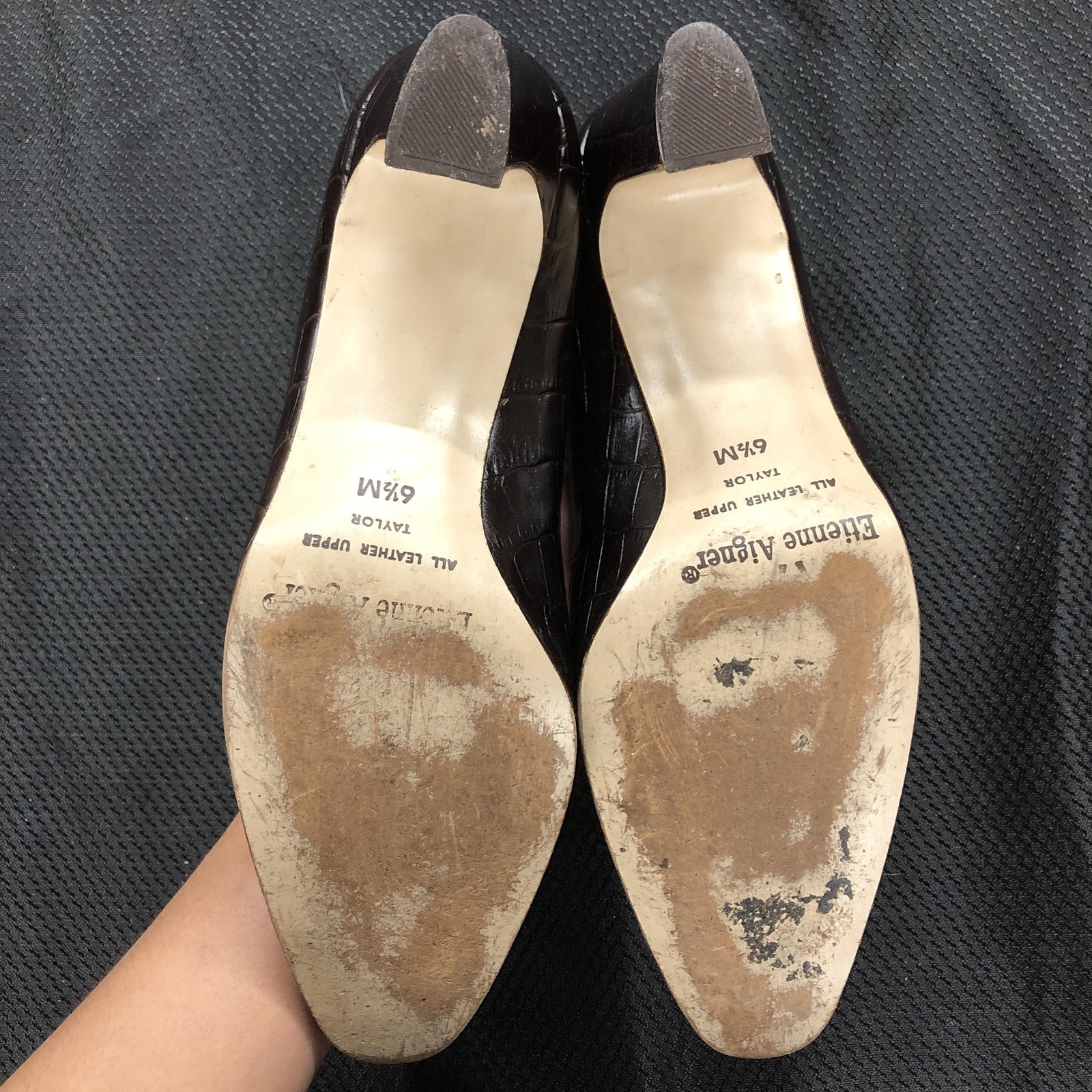 Etienne Aigner Taylor Shoes Womens Size 6.5 Brown Croc Embossed Leather Pumps