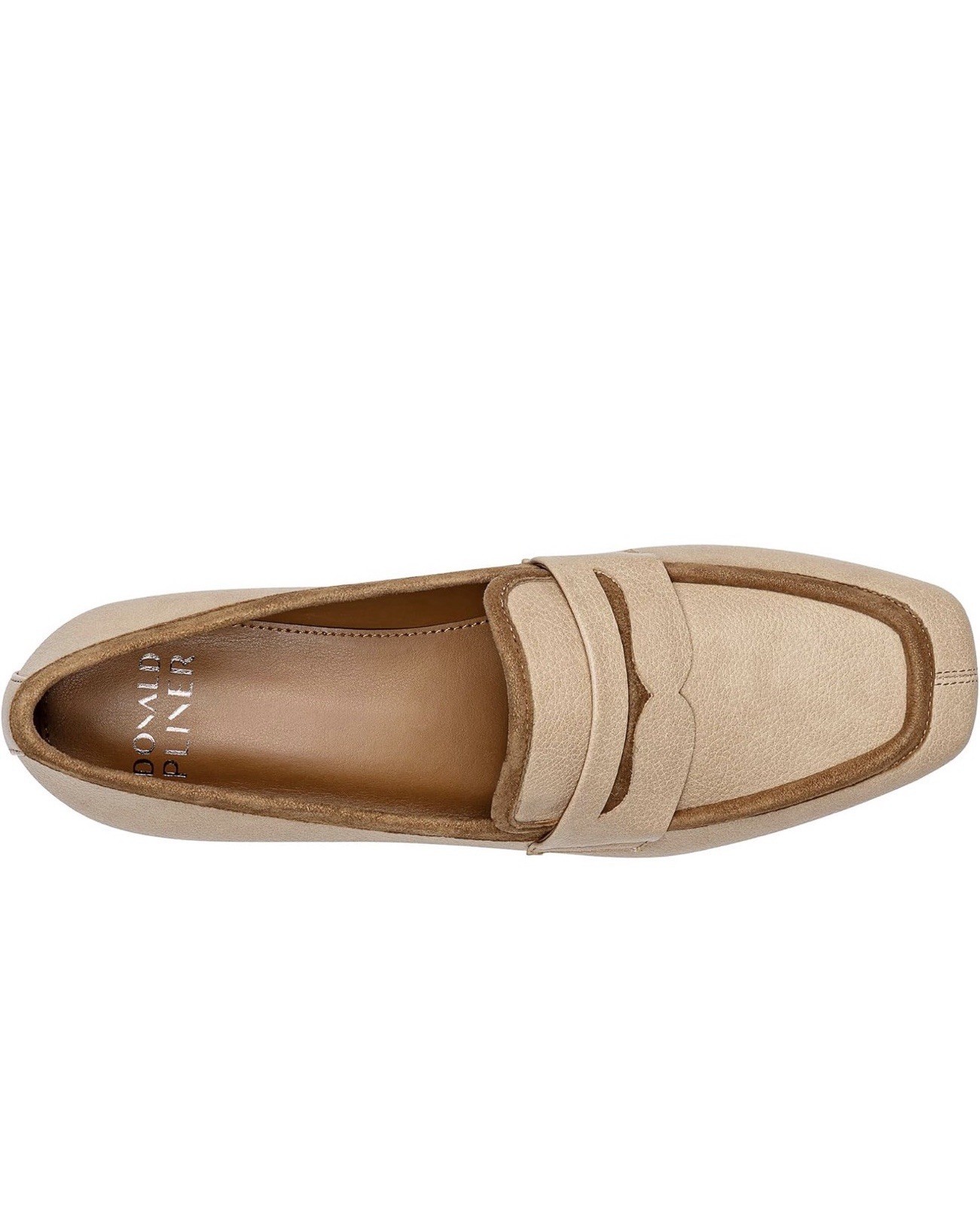 Donald Pliner Women’s Beige Leather Square Toe Penny Loafers Slip-On Size 8.5