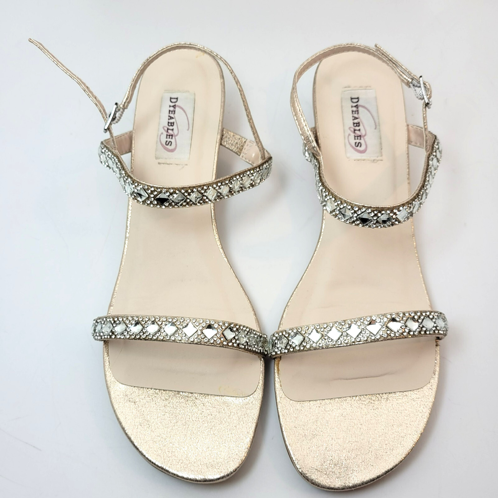 Dyeables Jasmine Wedge Sandals – Silver Shimmer, Size 11 M | Women’s Dress Shoe