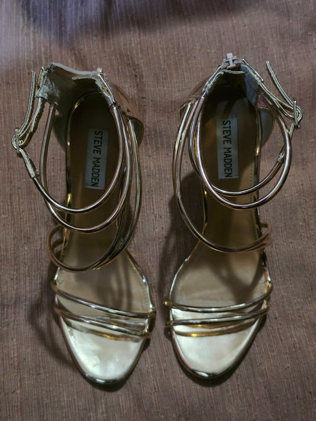Steve Madden Satire Strappy Stiletto High Heel Sandals Gold Size 8.5