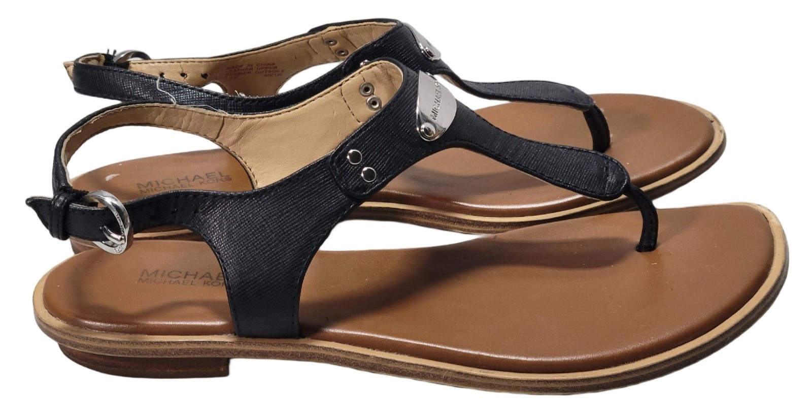 Michael Michael Kors MK Plate Thong Sandals Women’s 7.5 M Black
