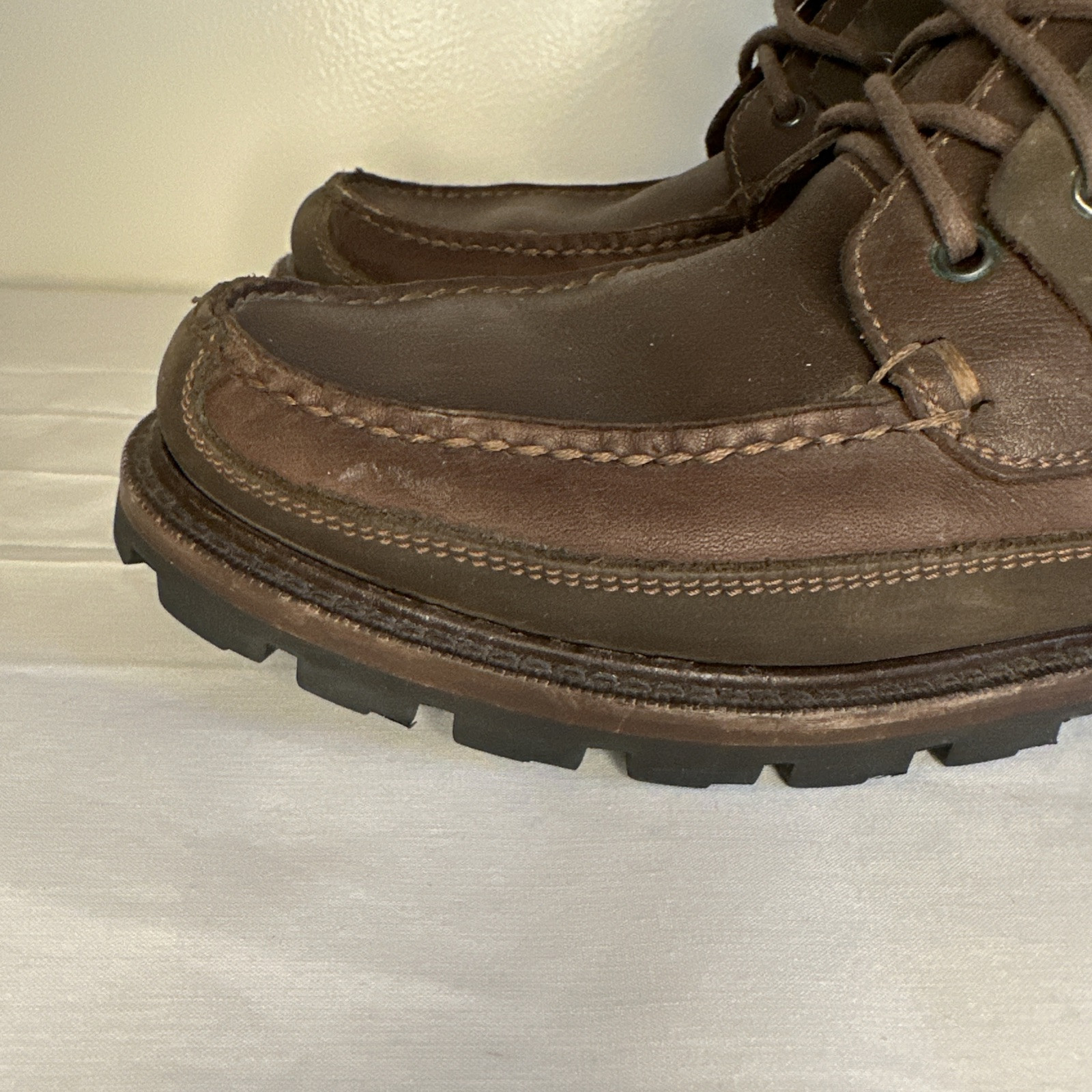 Cole Haan Women’s 8.5 M Brown Leather Hiking Chukka Boots Moc Toe Lace Gorpcore