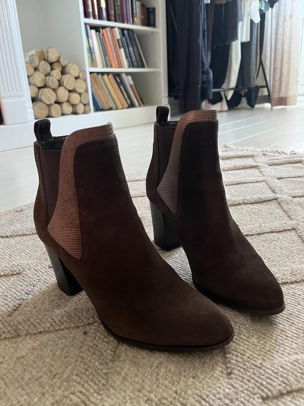 Women navy boot ankle boots brown suede 36