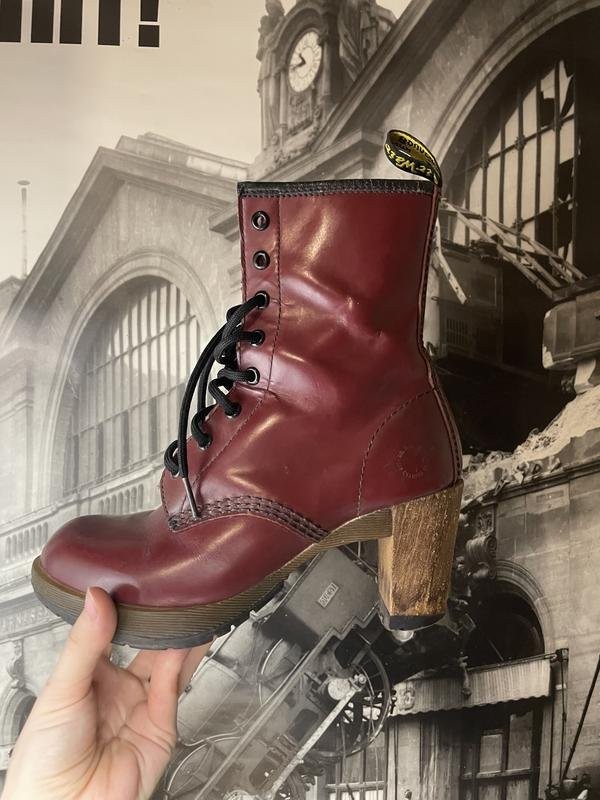 Women Dr Martens Boots Burgundy Leather 37 #3KED