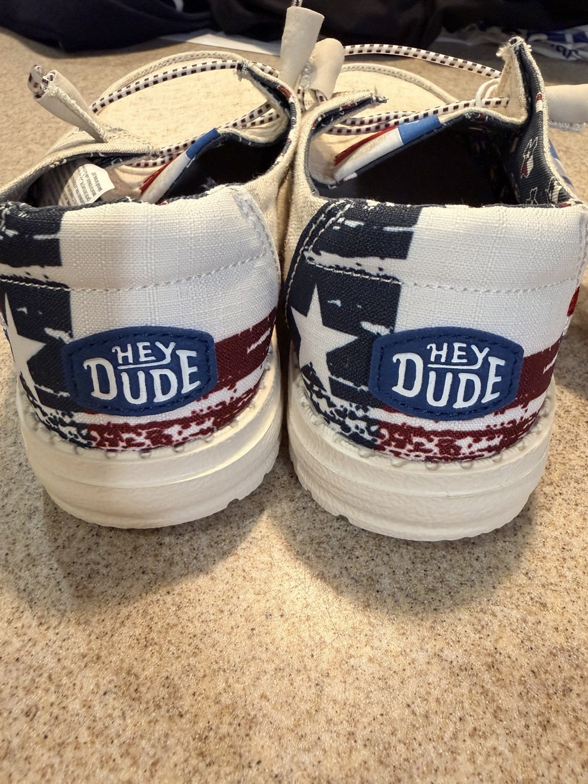 Hey Dude Wendy Texas Canvas Off White Slip-On Comfort Flag Women’s US 6 MPN