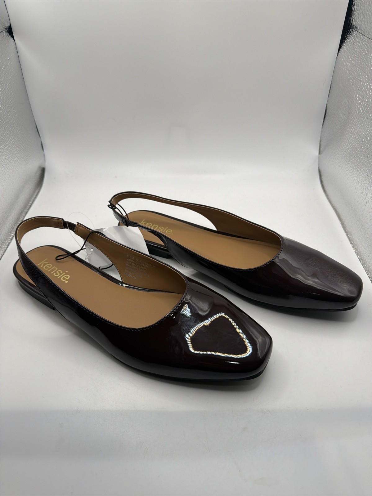 Kensie «Felice» Women’s Faux Patent Leather Slingback Flat Dress Shoe Size 7.5.