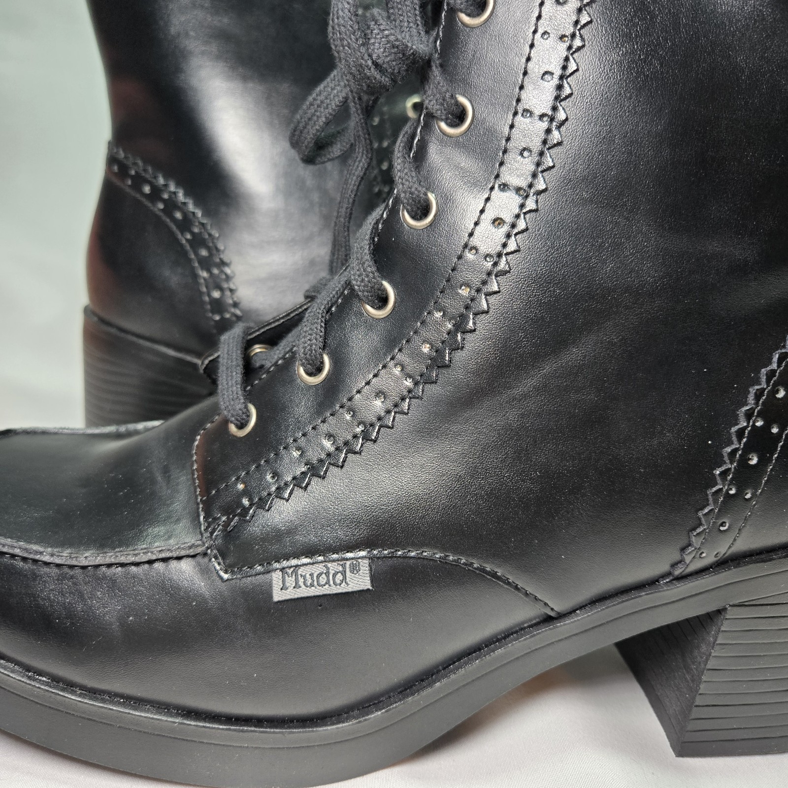 MUDD Womens 11 Tribune Black Boots Chunky Block Heel Punk Rock Emo 90s Y2K