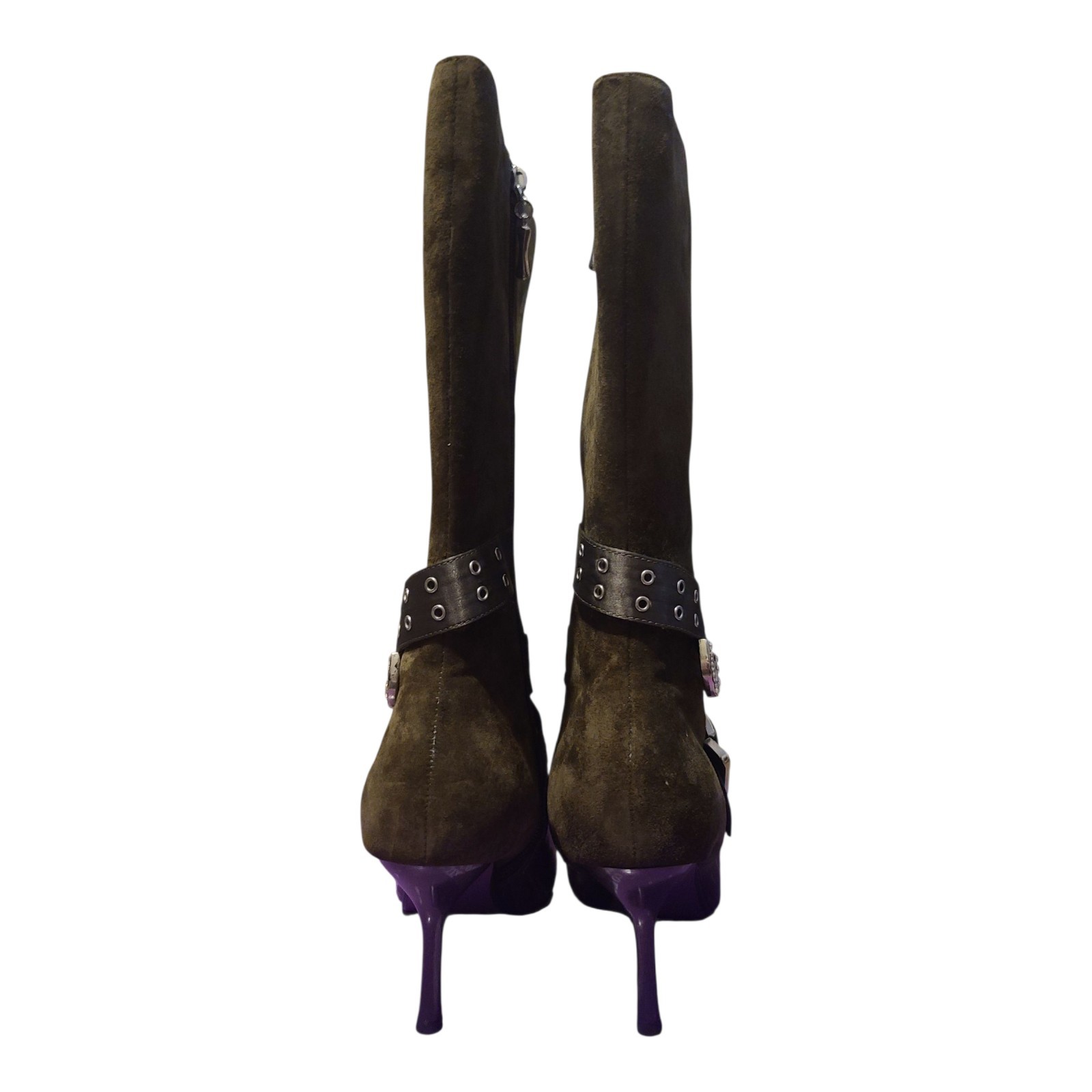 Suzanne Somers Collections Purple Bottom Suede Boots Women’s 7 Zip Up