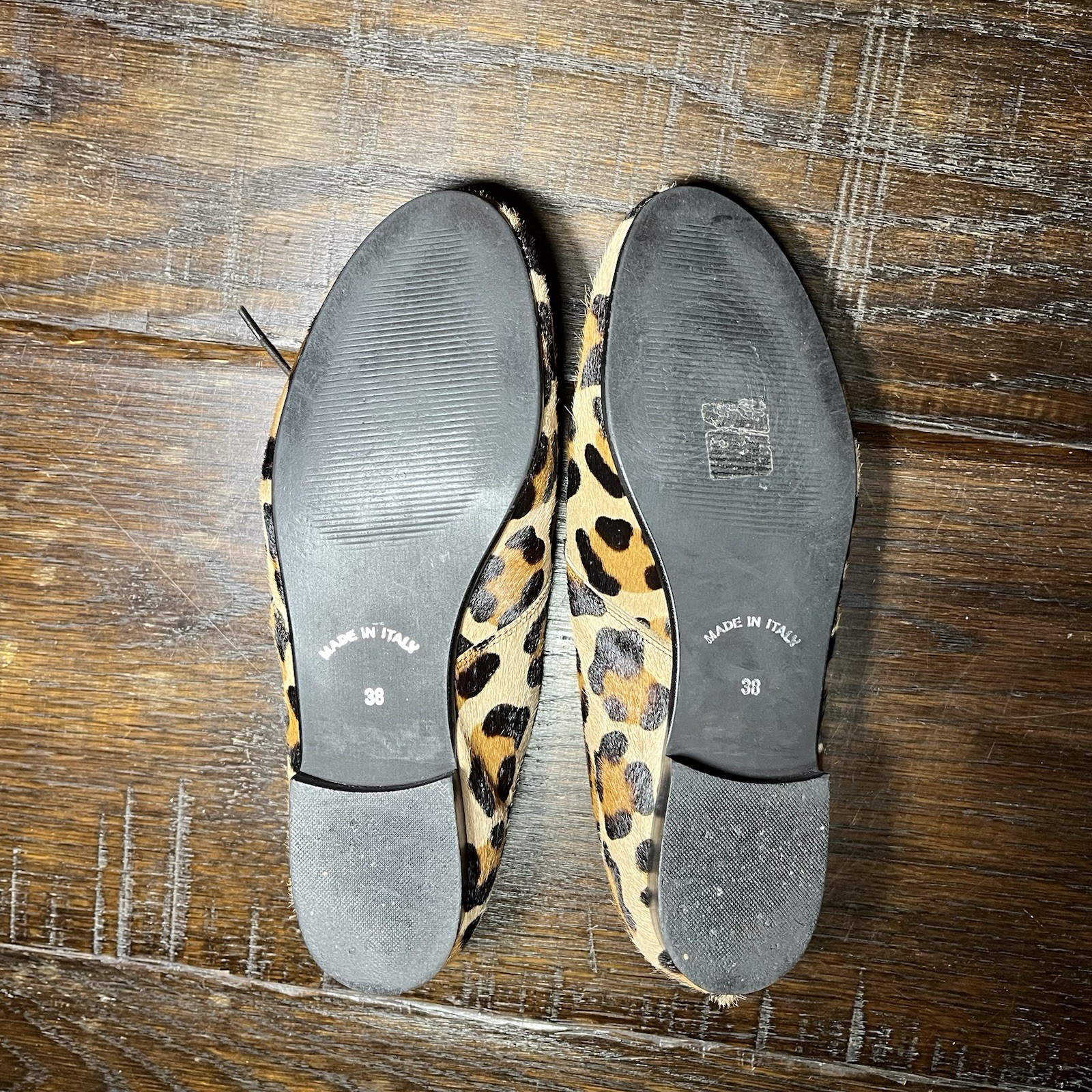 Wait and See Leopard Pony Shoes Italy Lightweight Lace Ups Brogues Sz 38
