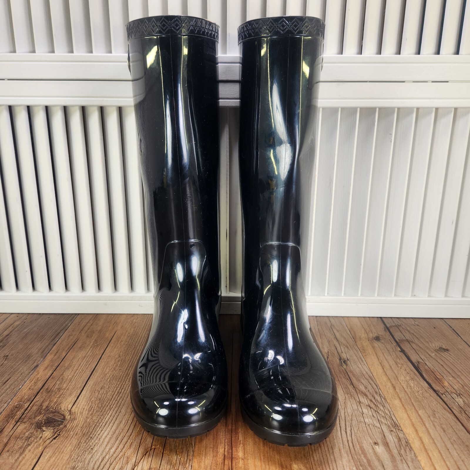 UGG Shaye Rain Boots Women’s Sz 5 Black Tall Waterproof Rubber Style Made In USA