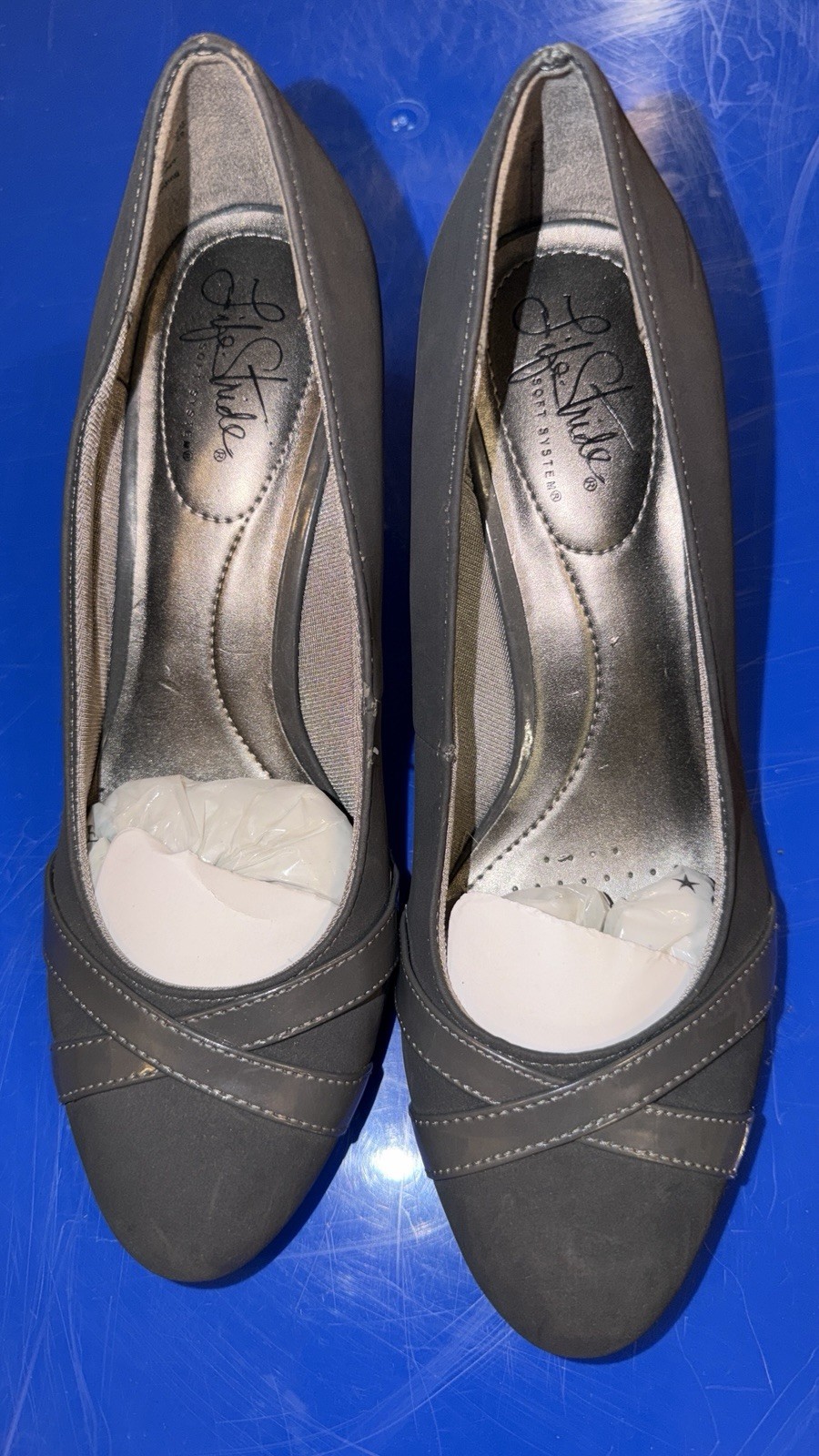 LifeStride Gray Patent Kitten Heel Pumps Women’s Size 8M Man Made Slip On