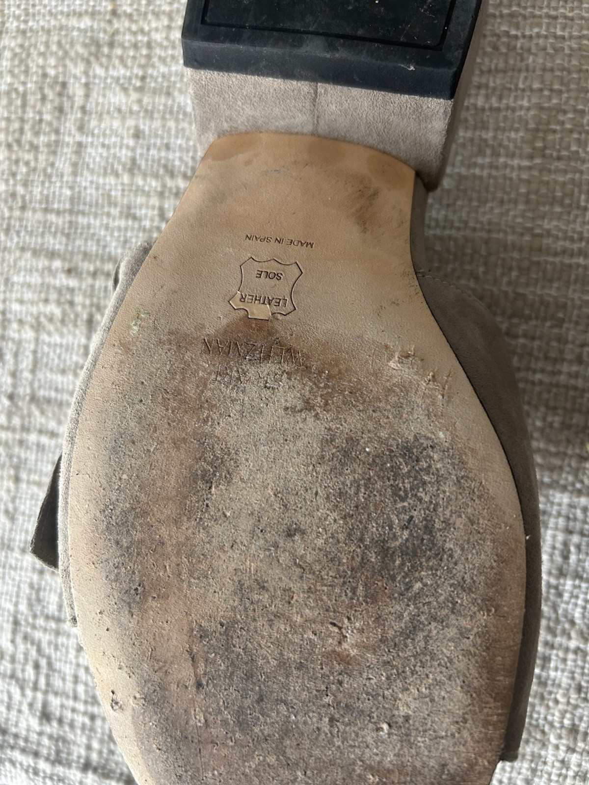 Stuart Weitzman Giftwrap Suede Bow Slides Fossil