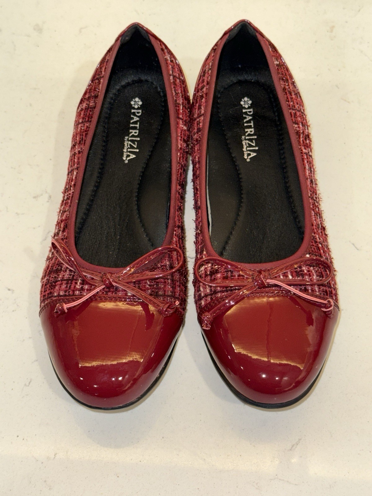 Patrizia Ashlin ballet Flats Size 37/US 6.5-7 Dark Red patent and plaid textile
