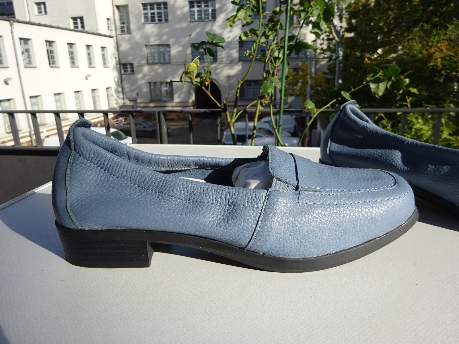 Vitaform women’s ballet flats leather deerskin rubber edge blue Germany size 38 H New