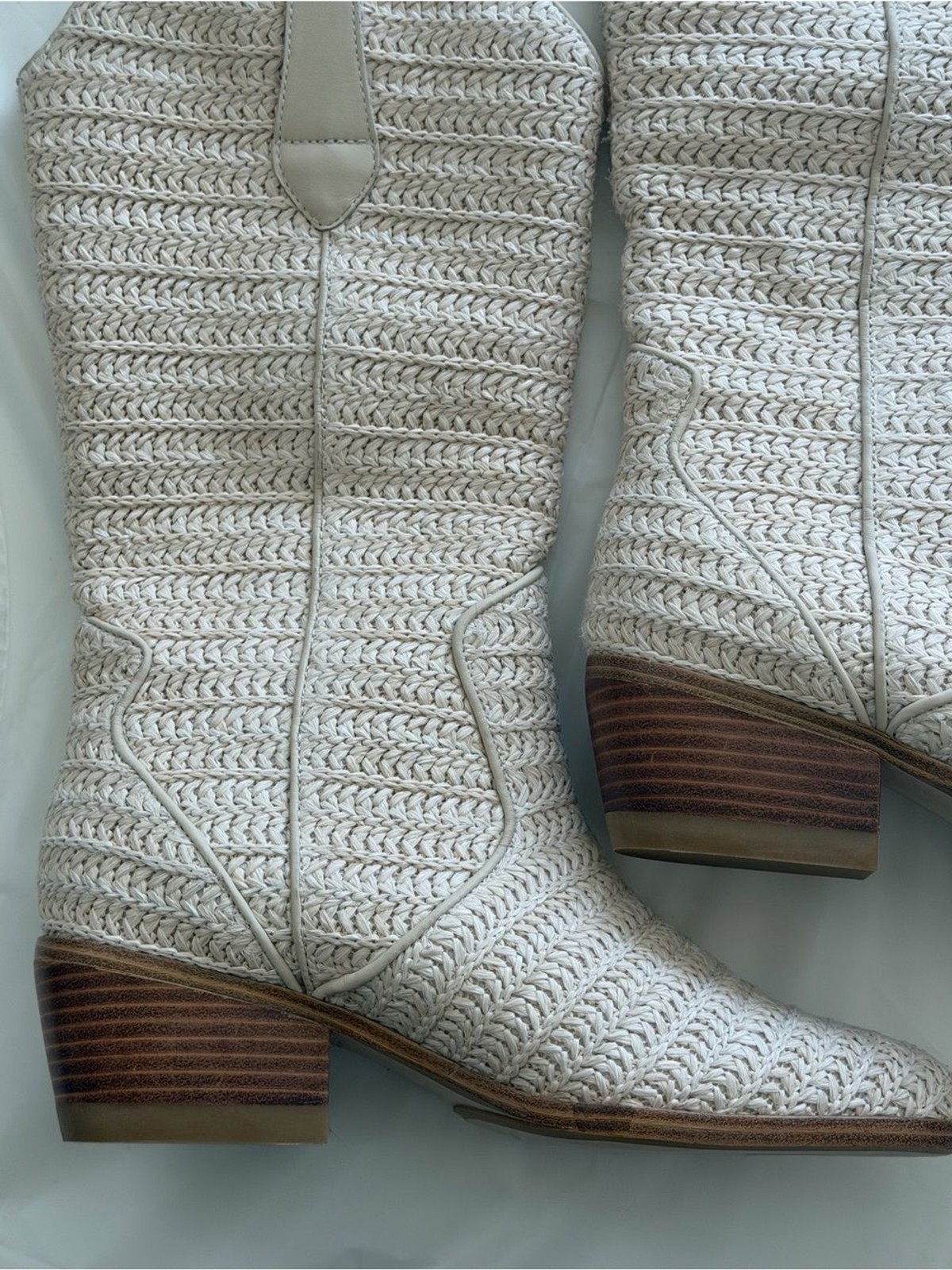 MIA Cream Knit Western Mid-Calf Boots
