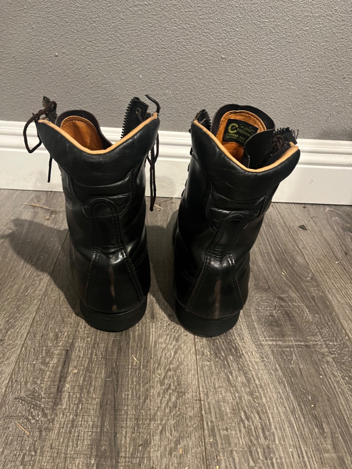 Chippewa Mens 8.5 EE Boots Steel Toe Black Biker Motorcycle Good Condition