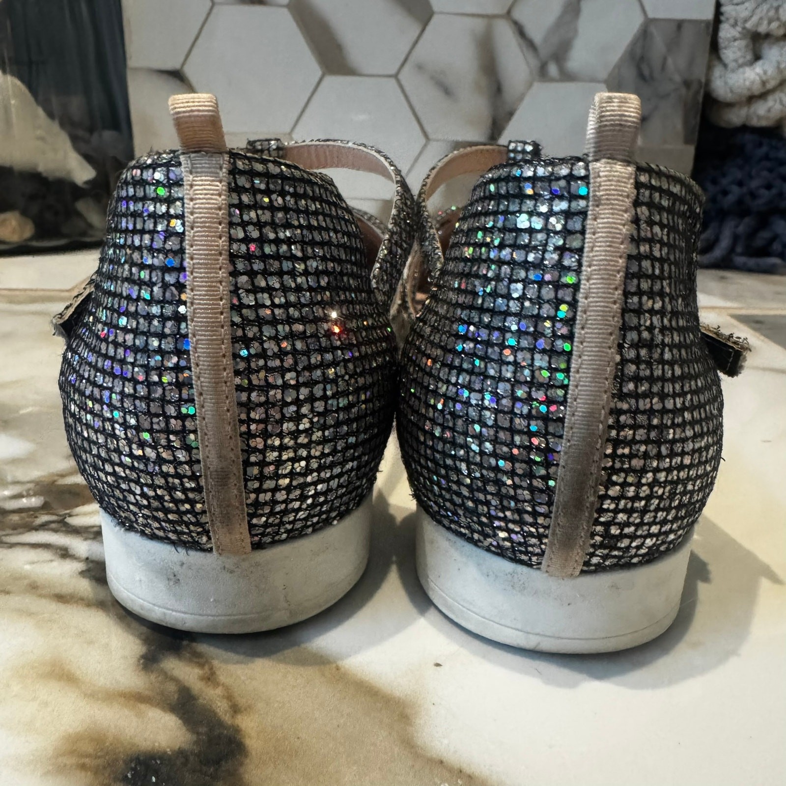 SJP by Sarah Jessica Parker Meteor Silver Scintillate Glitter Sneaker Sandals 40