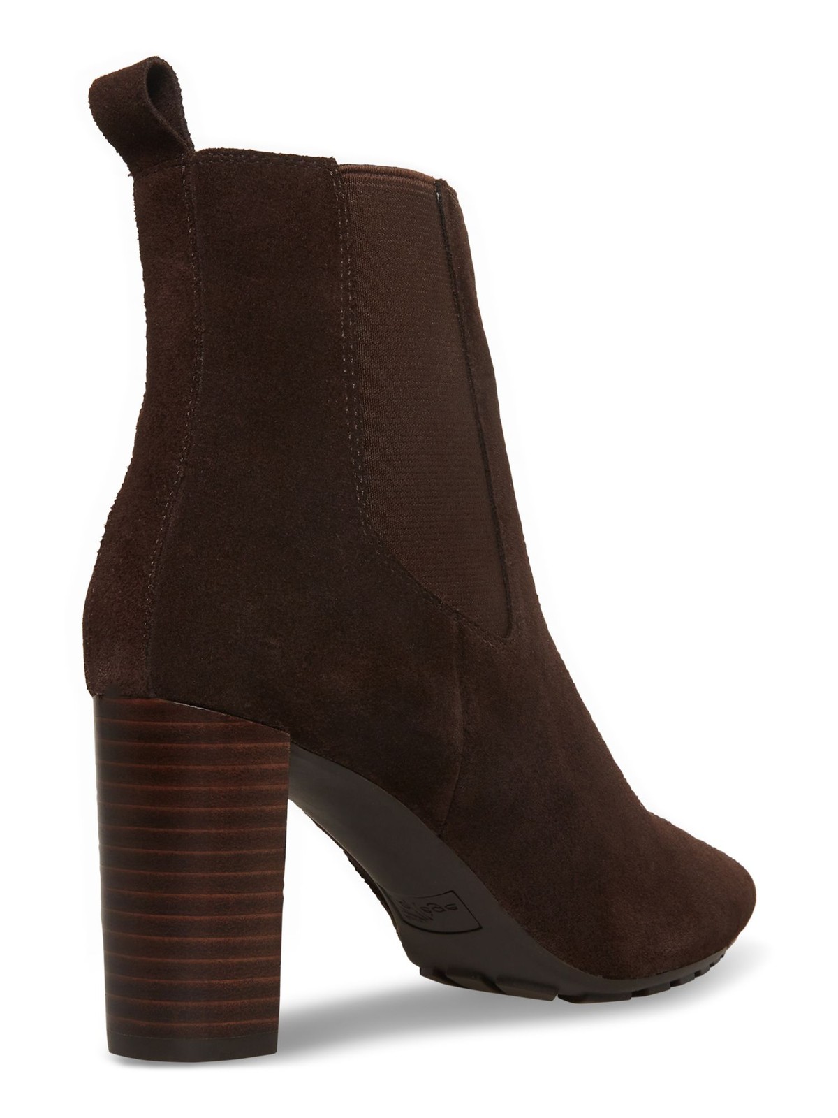 AQUA COLLEGE Womens Brown Back Pull-Tab Katlyn Stacked Heel Suede Chelsea 9.5 M