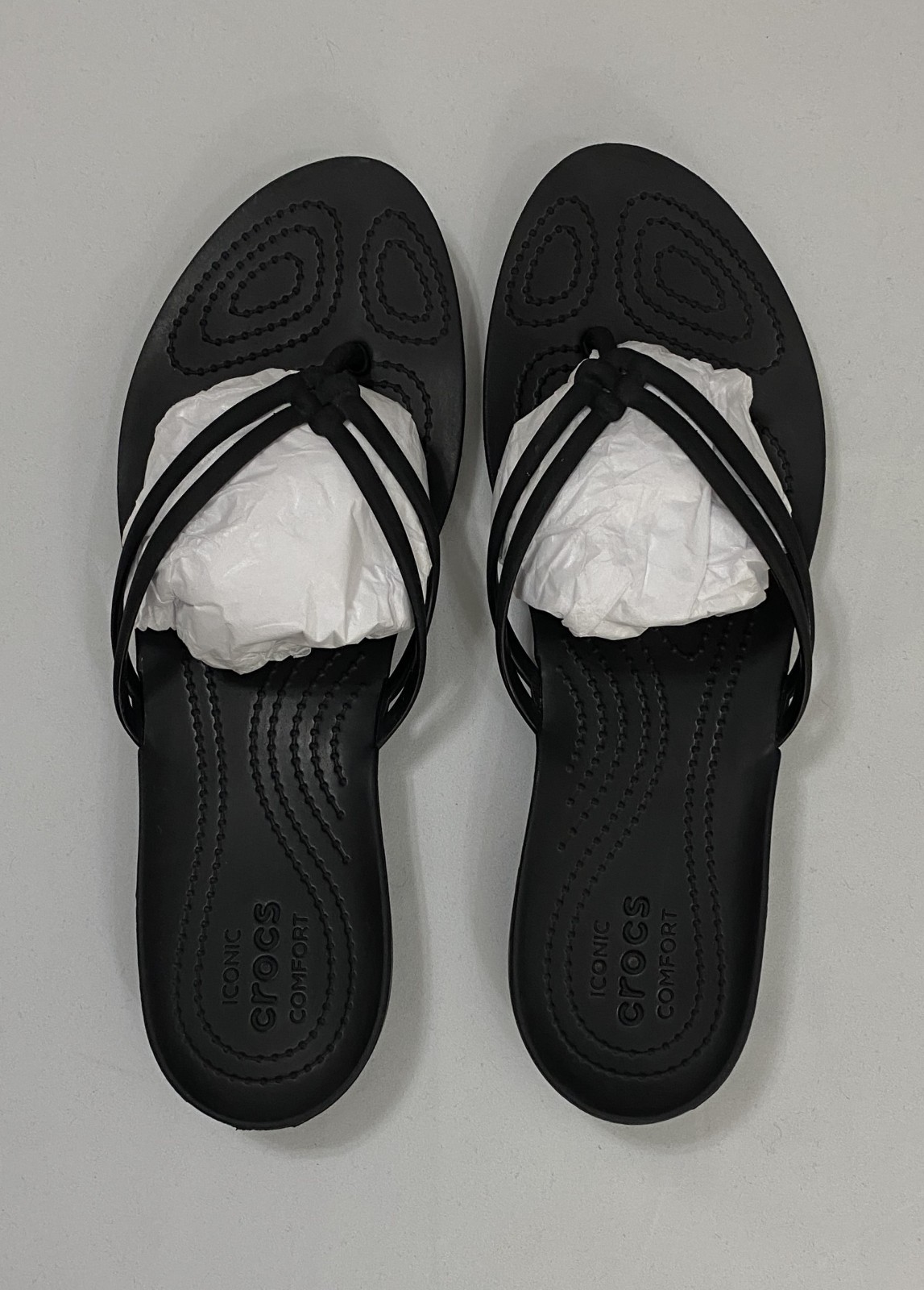 Crocs Isabella Flip Flop Sandals Size Womens 10 Black Strappy Jelly Thong 202468