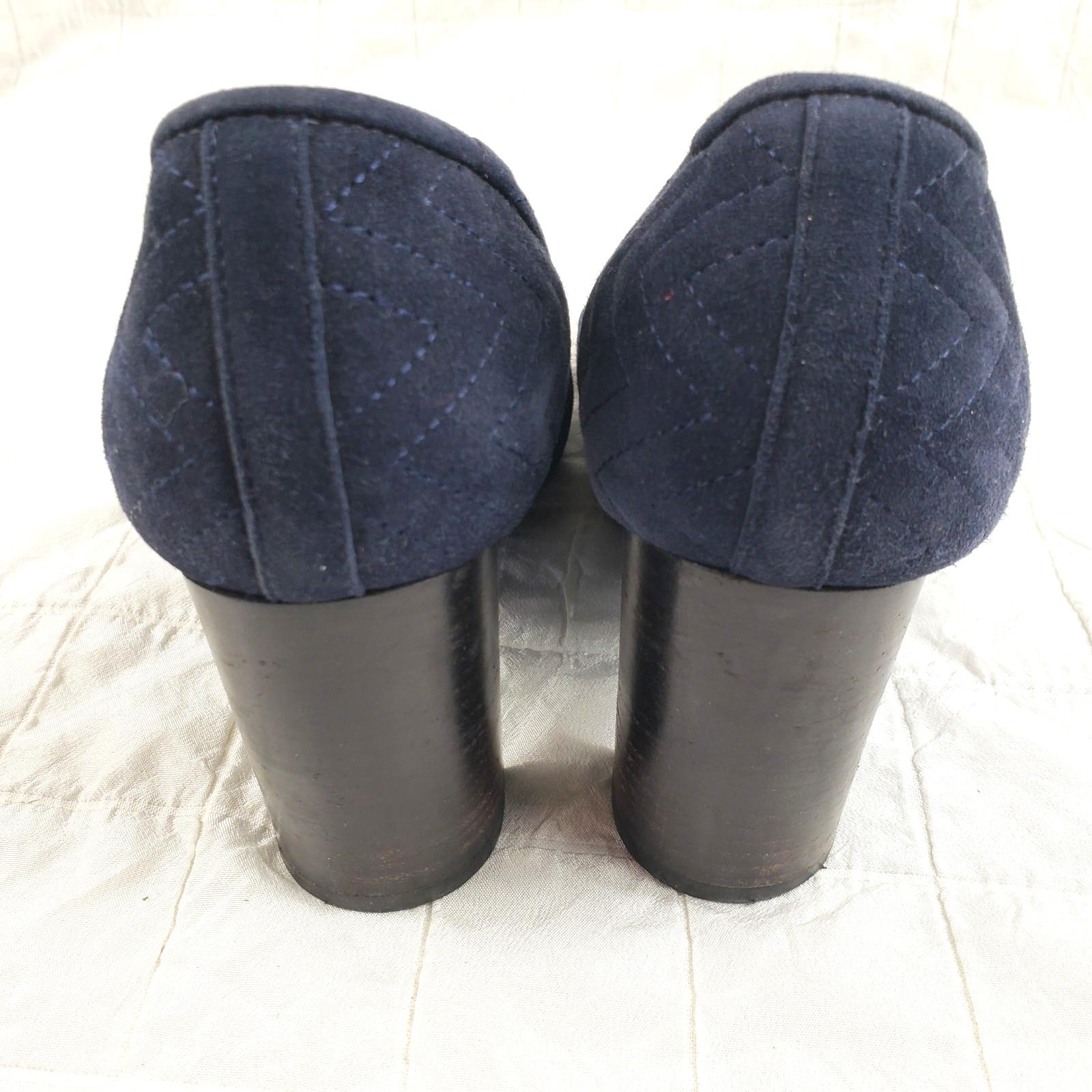 Aquatalia by Marvin K Sacchetto Quilted Blue Suede Pumps 3.25″ Heels Shoe SIZE 7