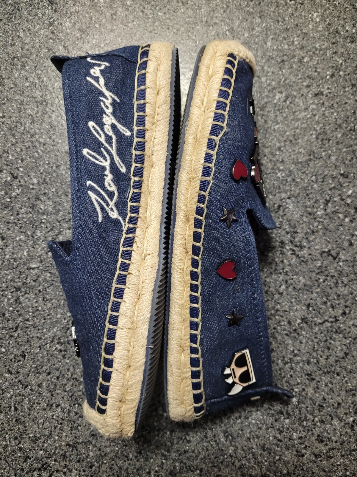 Karl Lagerfeld Paris Malvie Denim Espadrilles Size 7