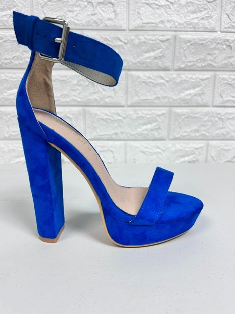 Blue Suede Ankle Strap High Heel Sandles Size 9