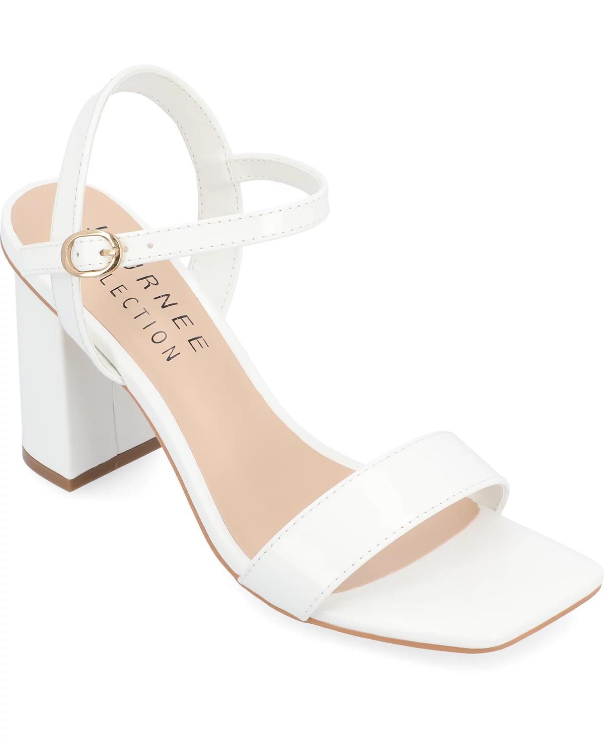 Journee Collection Tivona Sandals Heels – Women’s White Open Toe, Size 10