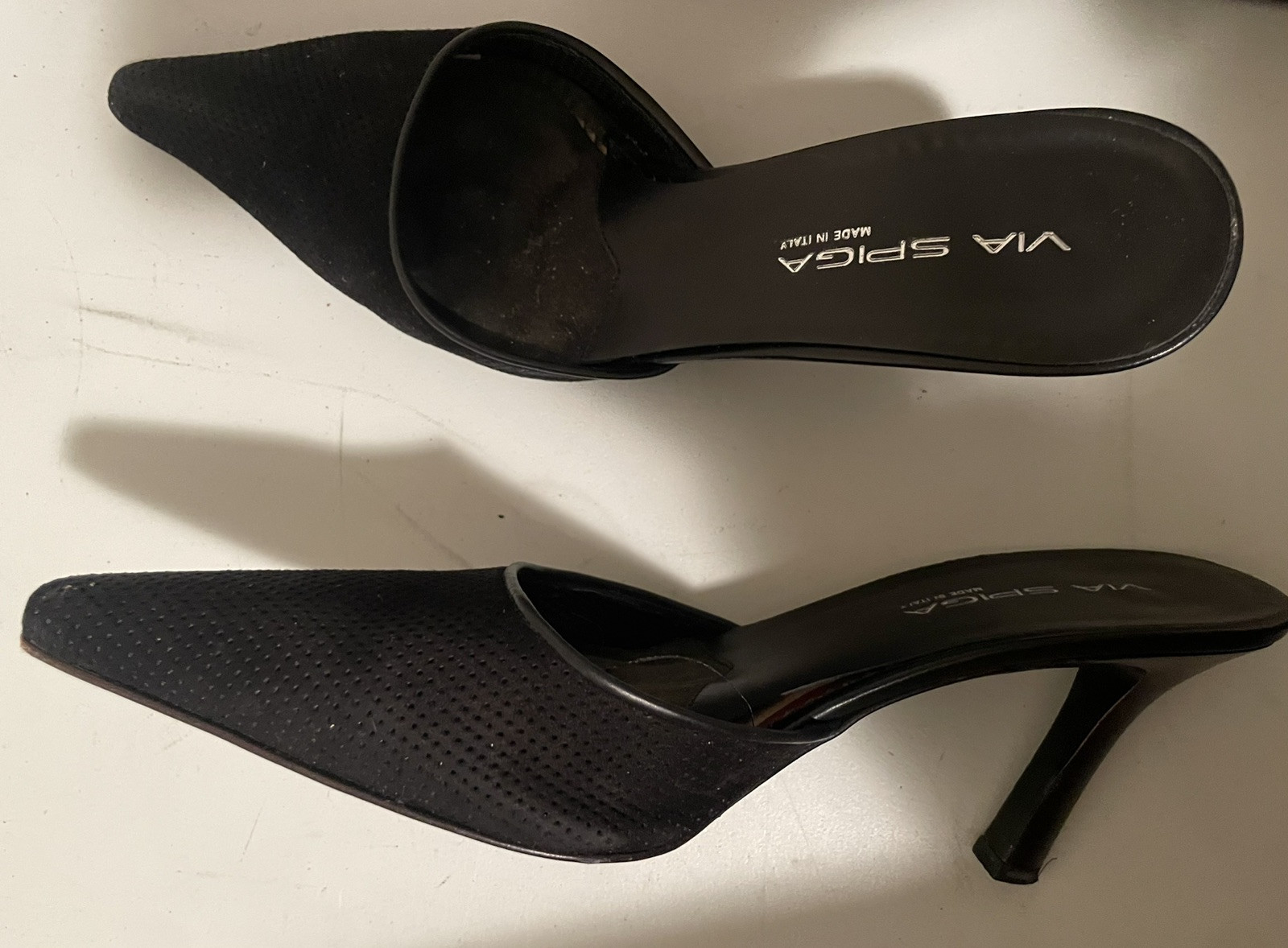 VIA SPIGA Black Suede Heels Womens Size 40 / 10