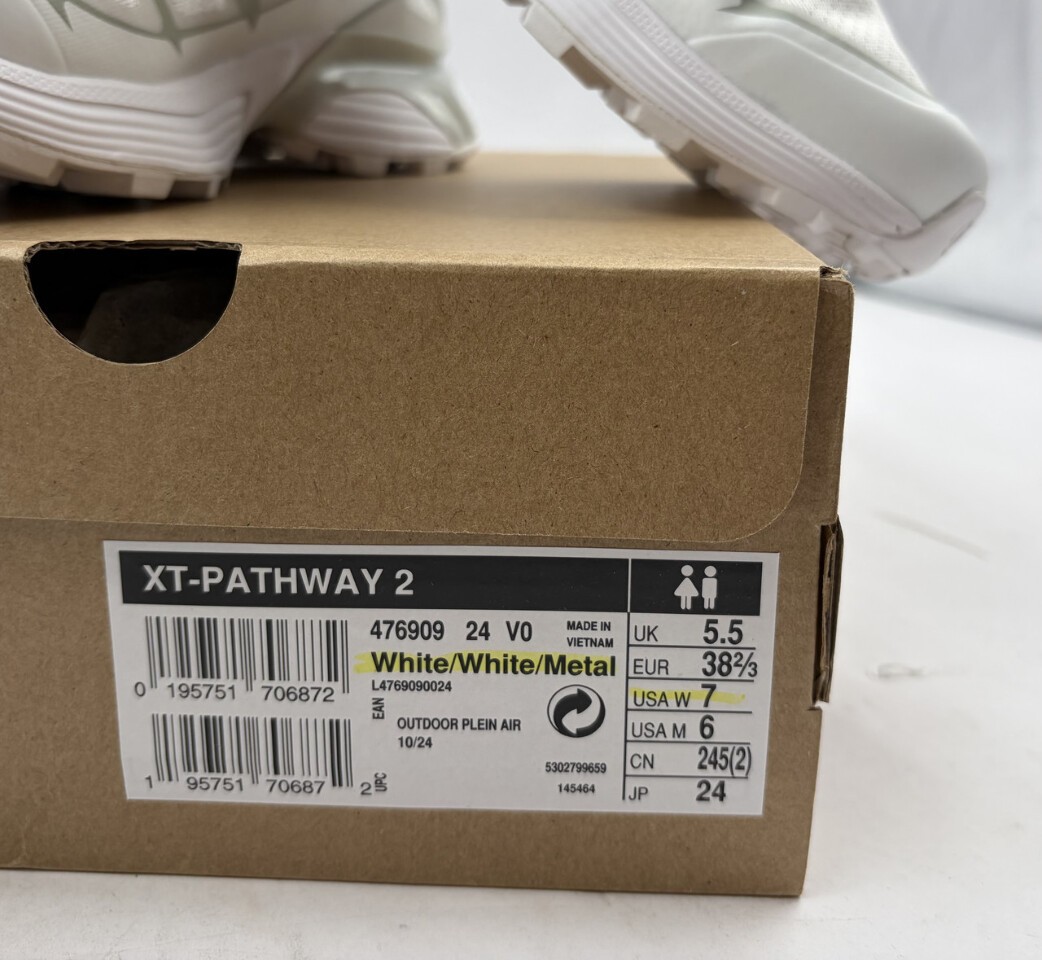 SALOMON XT-PATHWAY 2 476909 WHITE/ WHITE METAL SZ 7 EURO 38 2/3 QUICKLACE