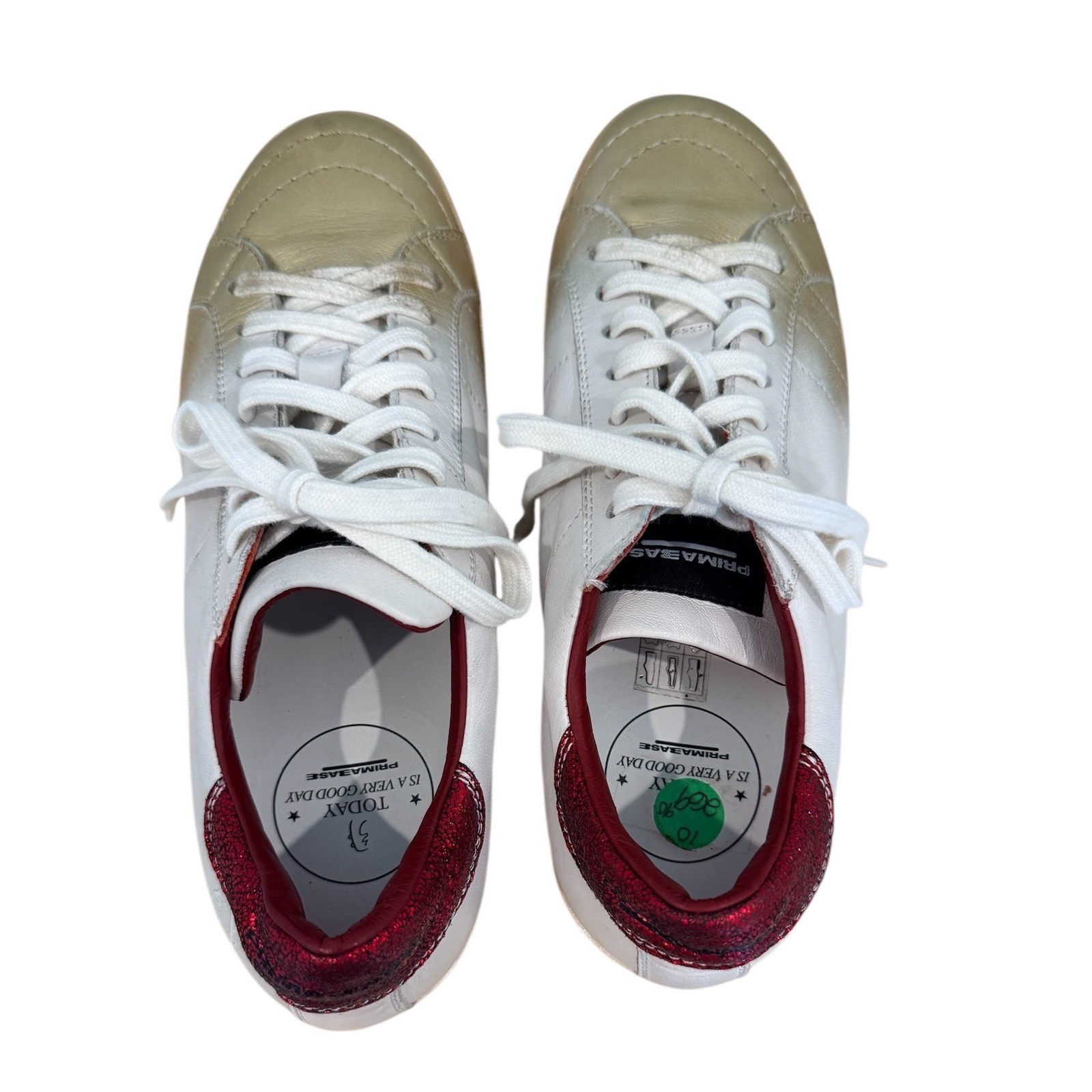 Primabase Forma Sneakers White Gold Red Metallic Distressed Leather Italy 40