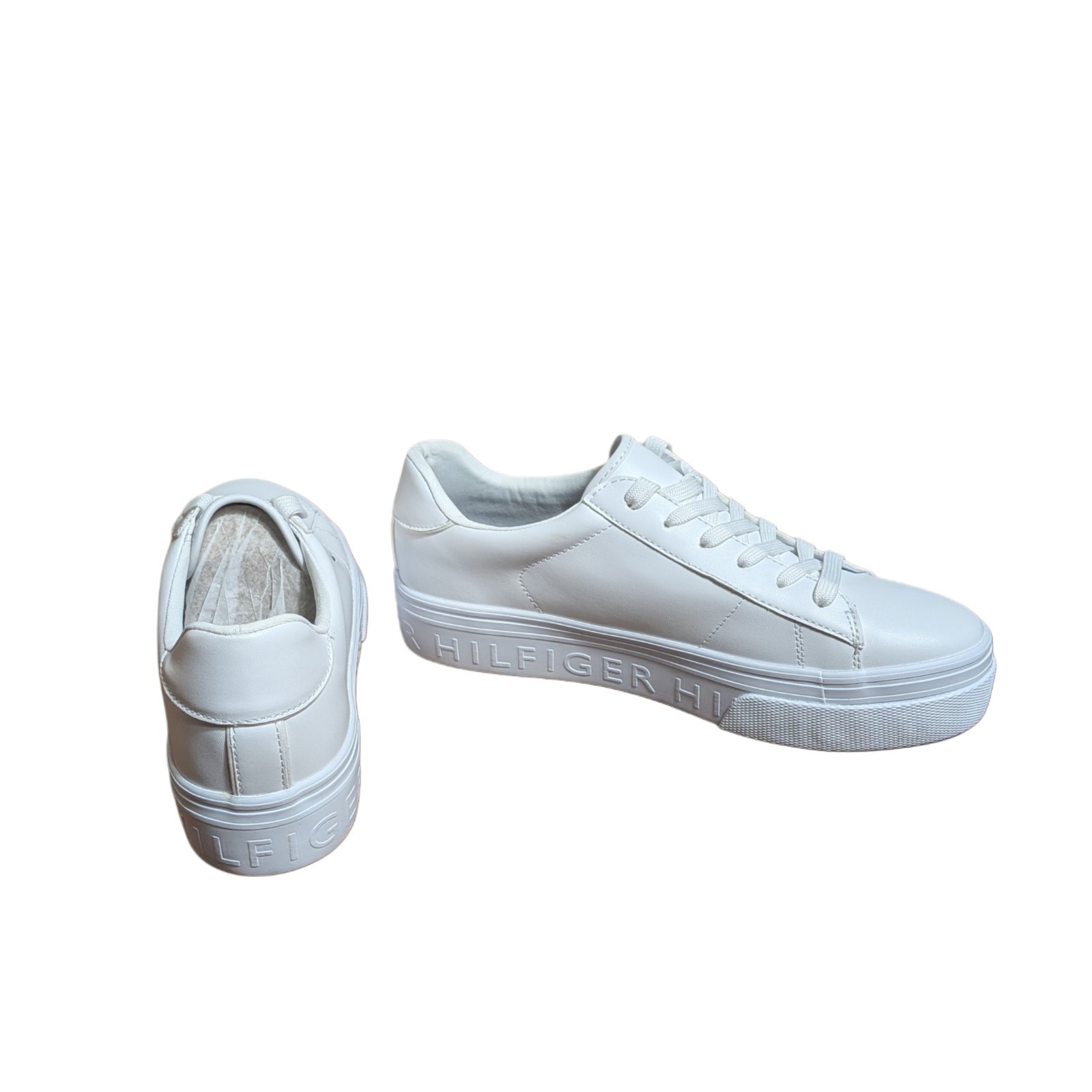 Tommy Hilfiger Womens 10M White Low Top Sneakers Lace Up Casual Shoes New No Box