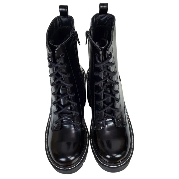 Madden girl Lion block heel platform boots black lace up zip chunky y2k gothic