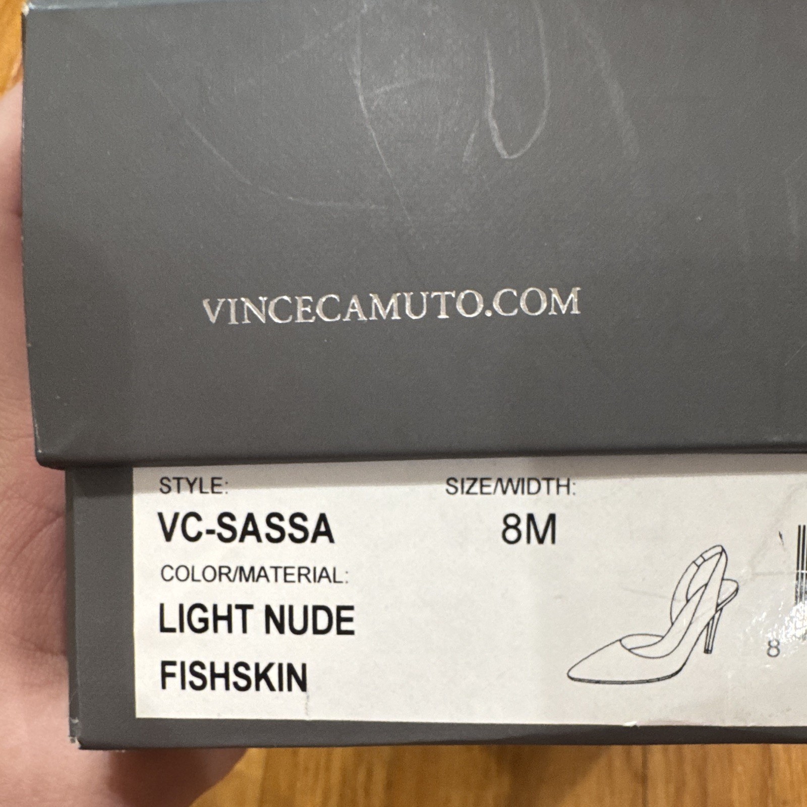 Vince Camuto Light Nude Fishskin Pointed Toe Slingback Stiletto Heels 8M