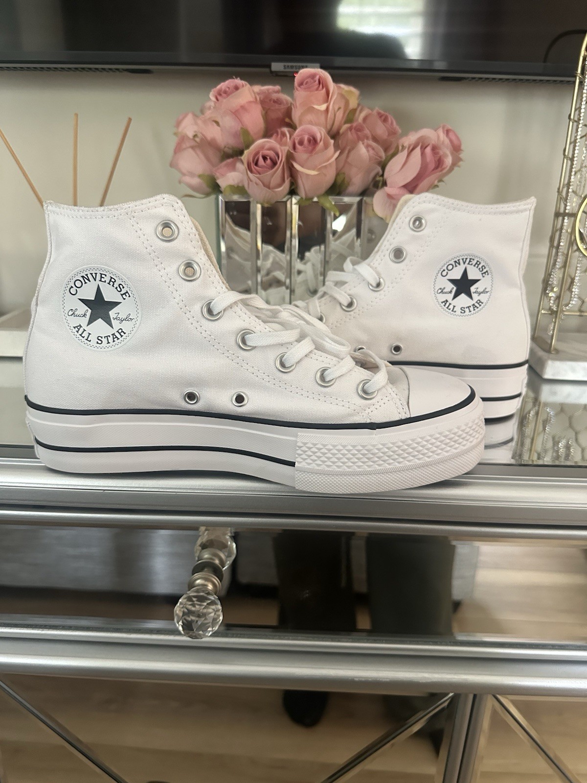 Converse Chuck Taylor All Star Platform High Top White Canvas Sneaker 560846F