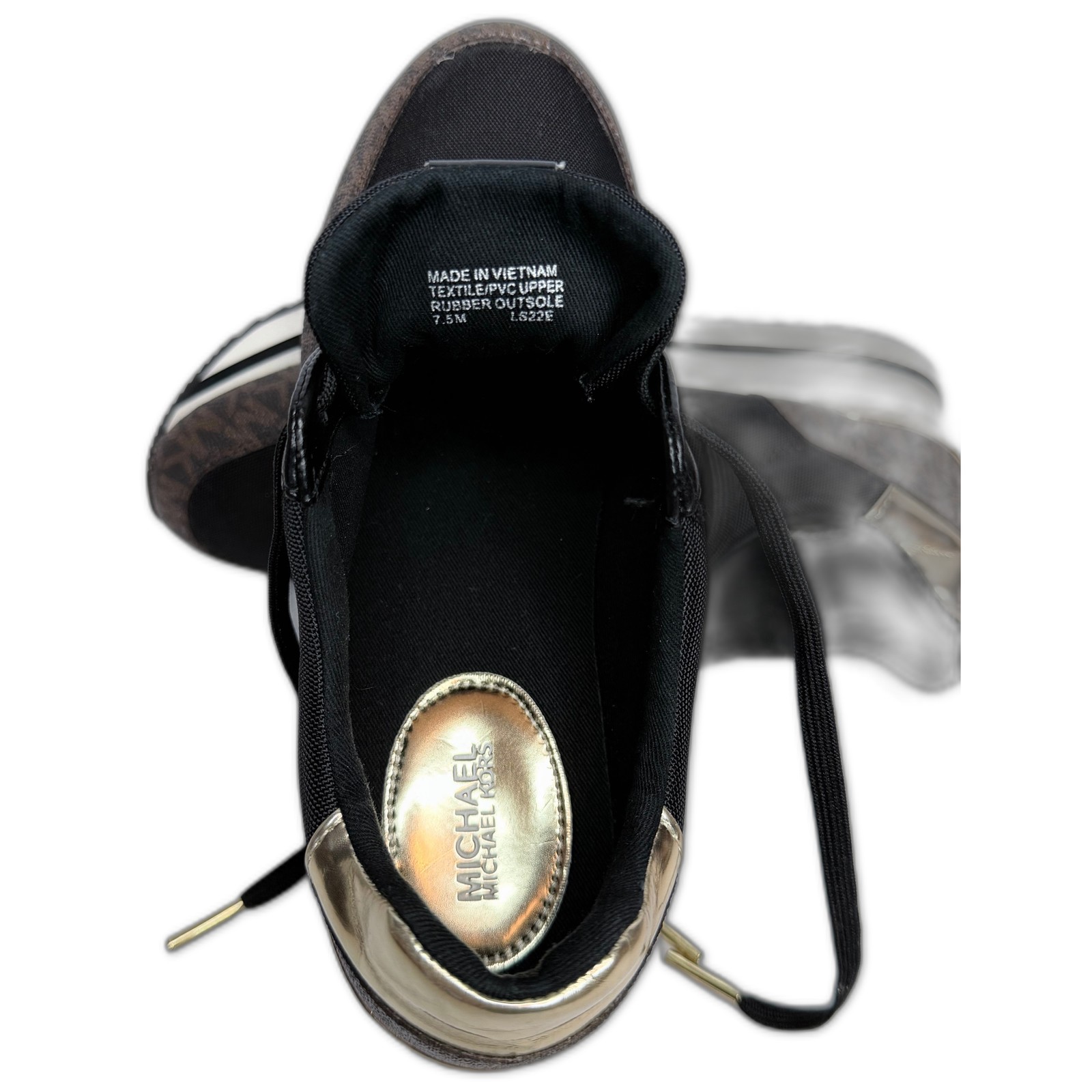 Michael Kors Monique Knit Trainer Running Sneakers Black/Brown Women’s Size 7.5M