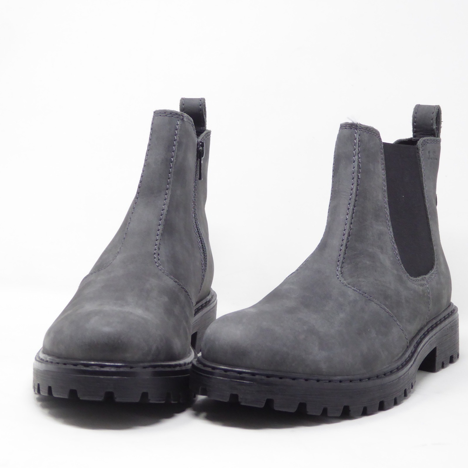 Josef Seibel Marta 06 Women Chelsea Boots Gray Suede Leather Lug Sole Zip 38 / 7