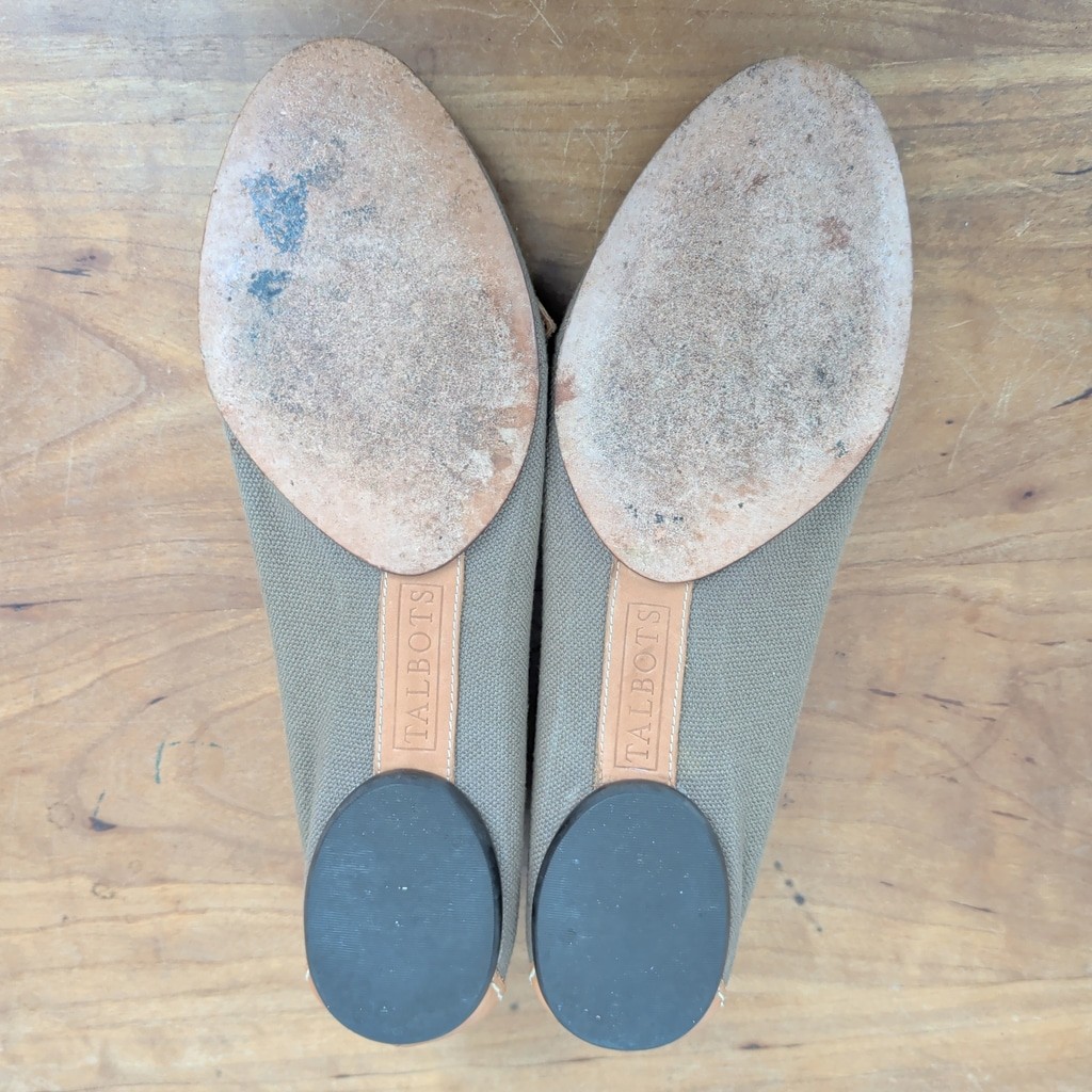 Talbots Canvas & Leather Buckle Strap Flats Size 7.5B