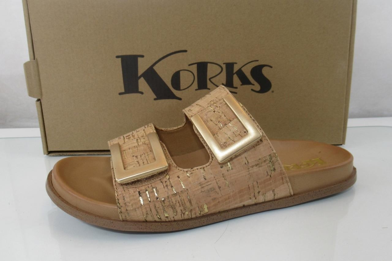 Korks Size 7 Aurianna Adjustable Double Straps Slide Footbed Sandal Natural Cork