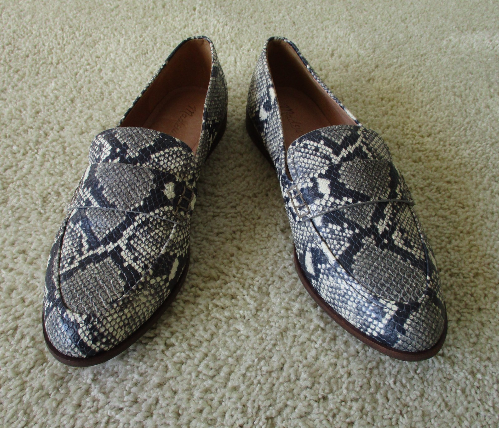 MADEWELL Alex Loafer Snake Print Leather Slip On Flats Women’s Size 7