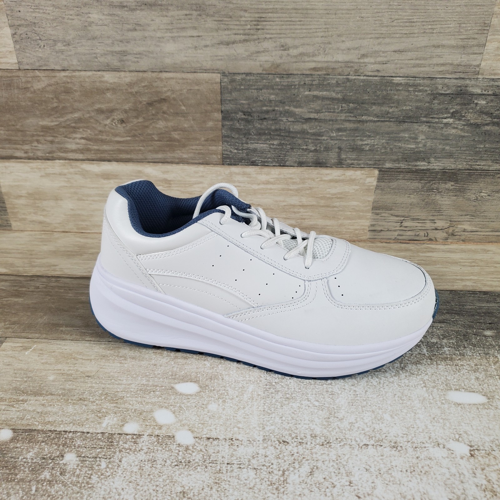 Propet Ultima Shoes Womens Sz 7.5 D White Denim Walking Athletic Lace-Up Sneaker