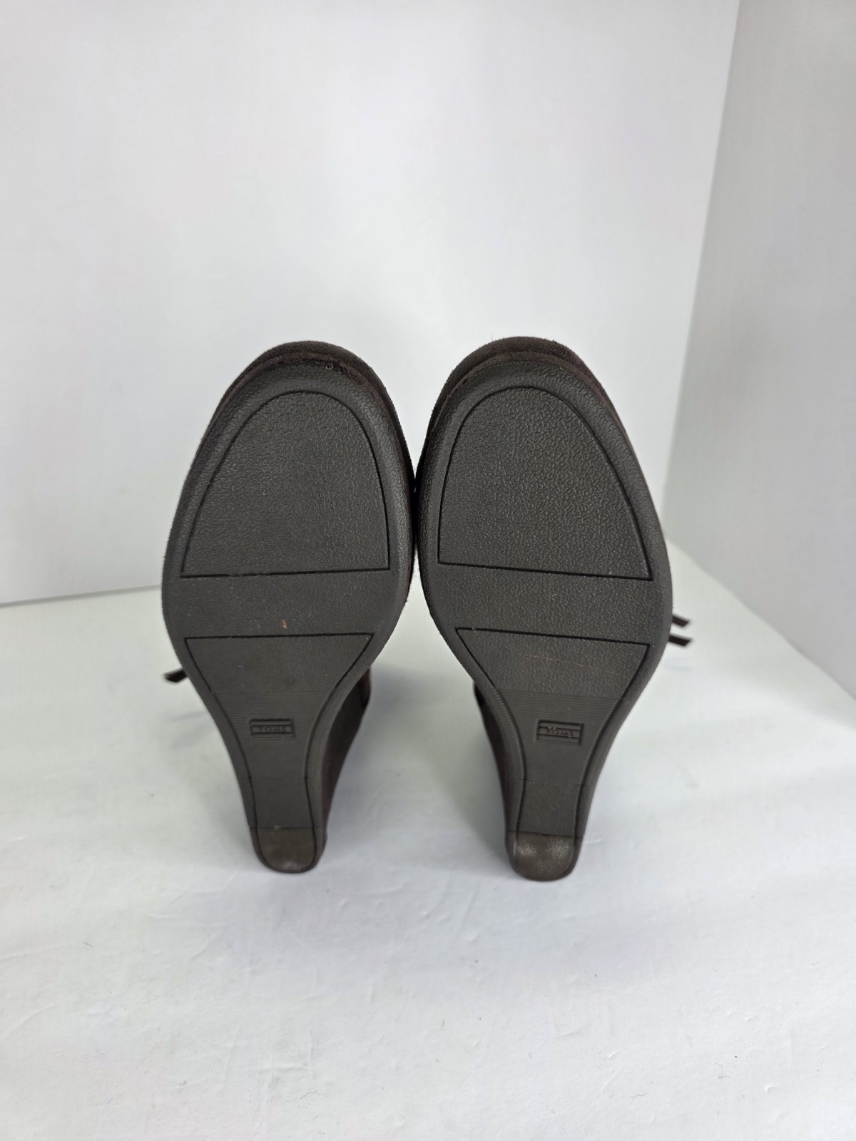 Toms Wedge Boots Zip Brown Comfort Casual Fashion Ankle Booties Womens Size 9.5