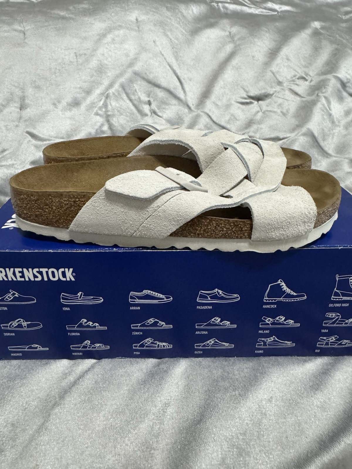 BIRKENSTOCK Lugano Soft Footbed Antique White Suede Women’s Size 37 Narrow Fit