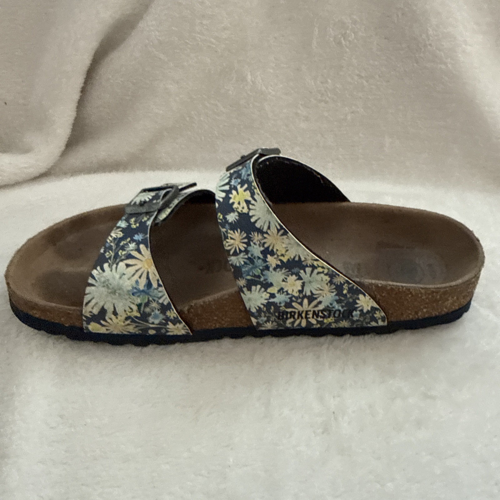 Birkenstock Sydney Floral Blue Sky Slides Sandals Birko-Flor EU 38 Women’s 7-7.5