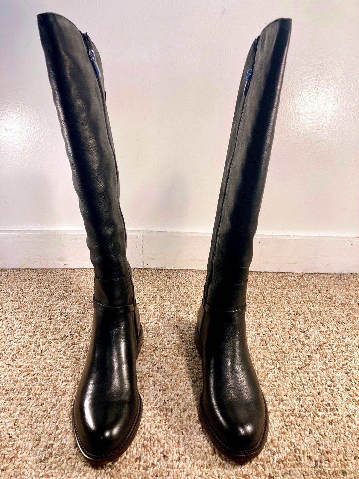 New Franco Sarto L-Haylie Black Leather Knee High Boots Women’s Size 9M