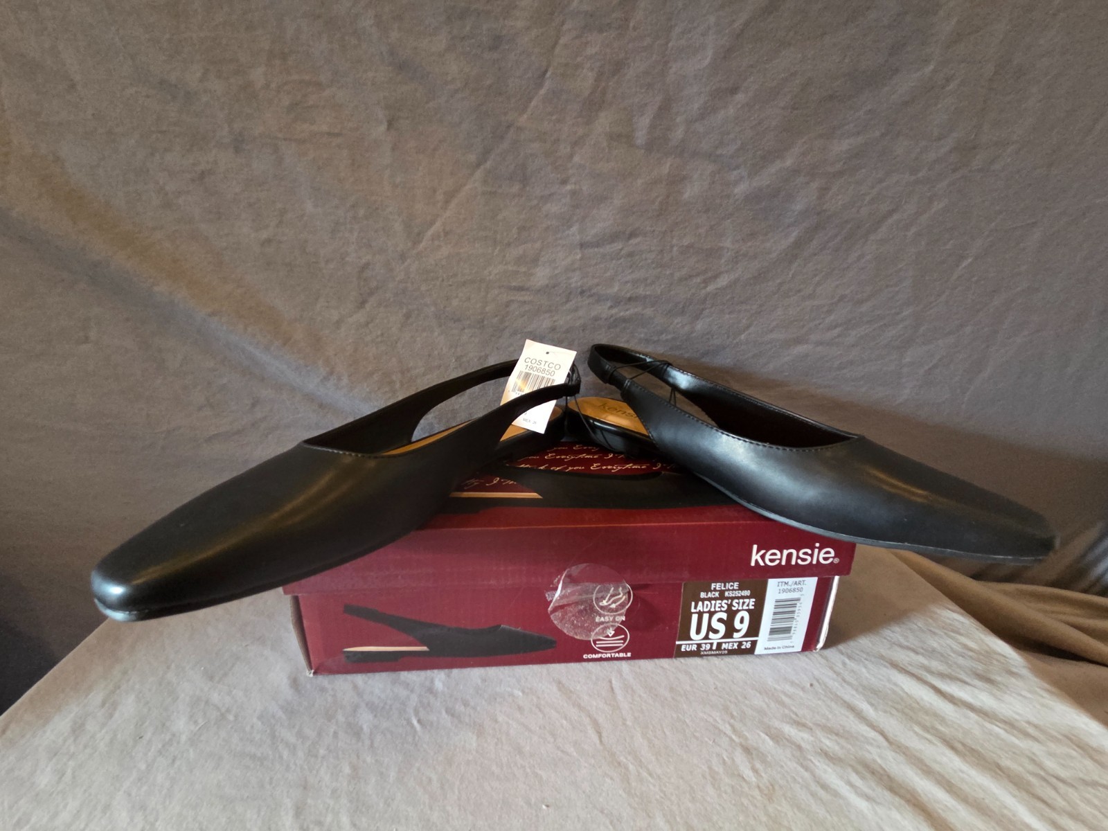 Kensie Felice Slingback Women’s Black Flats Casual Dress Shoes Size 9 w Box
