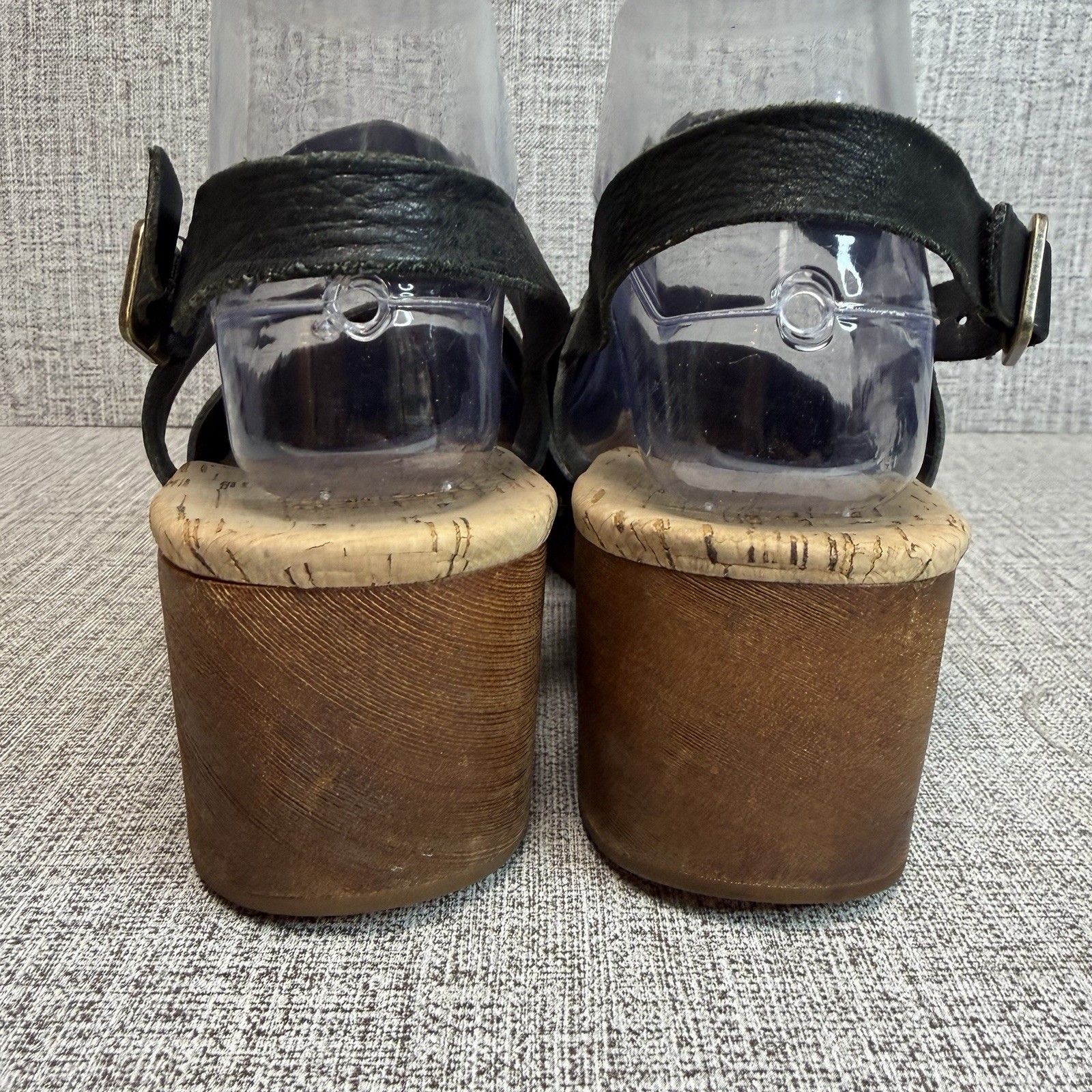 Kork-Ease Sandals Womens Sz 8 Black Leather Sayda Slingback Clogs Platform