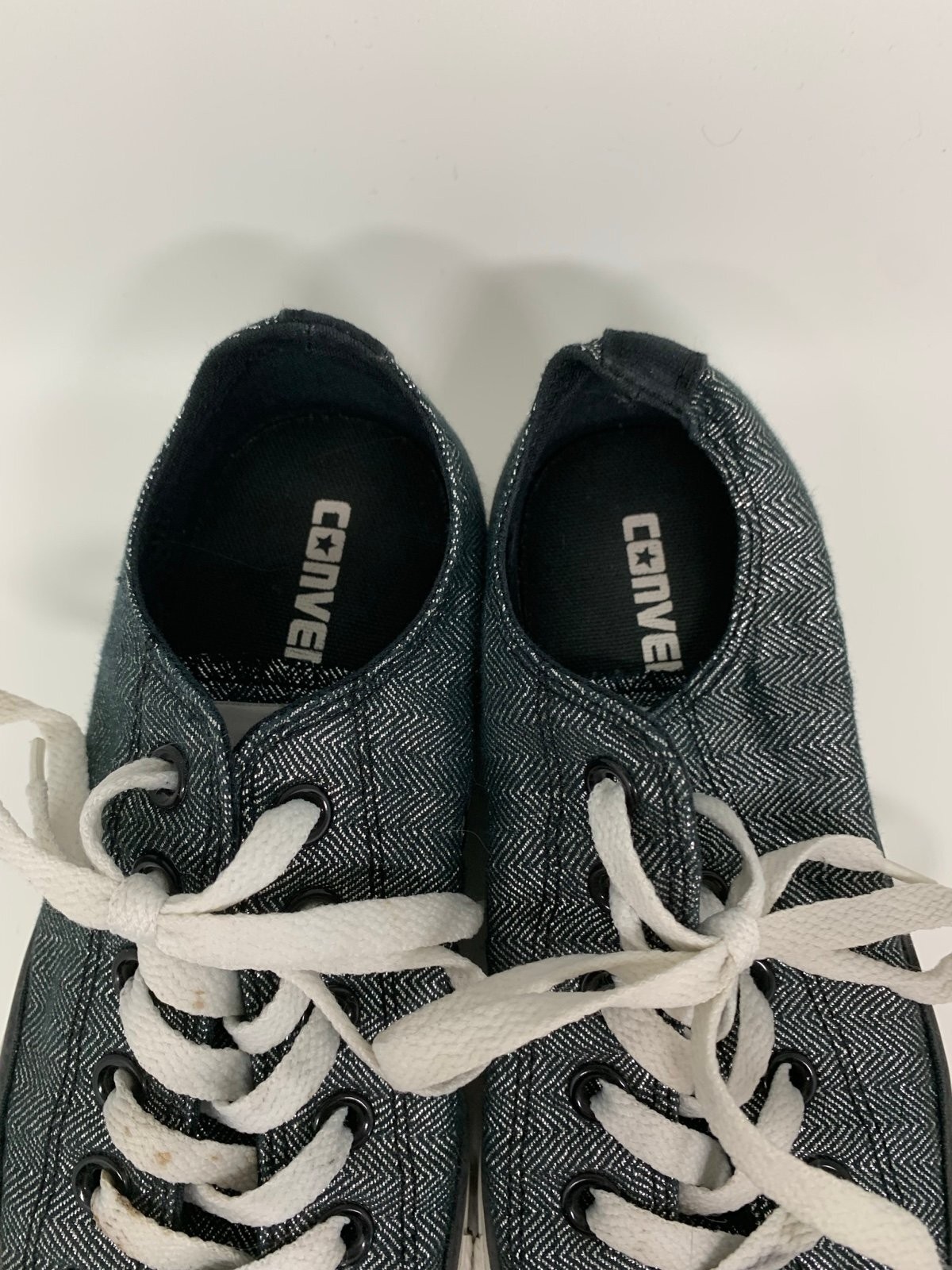 Converse All Star Low Top Sneakers Black Herringbone Pattern Size Women’s 7