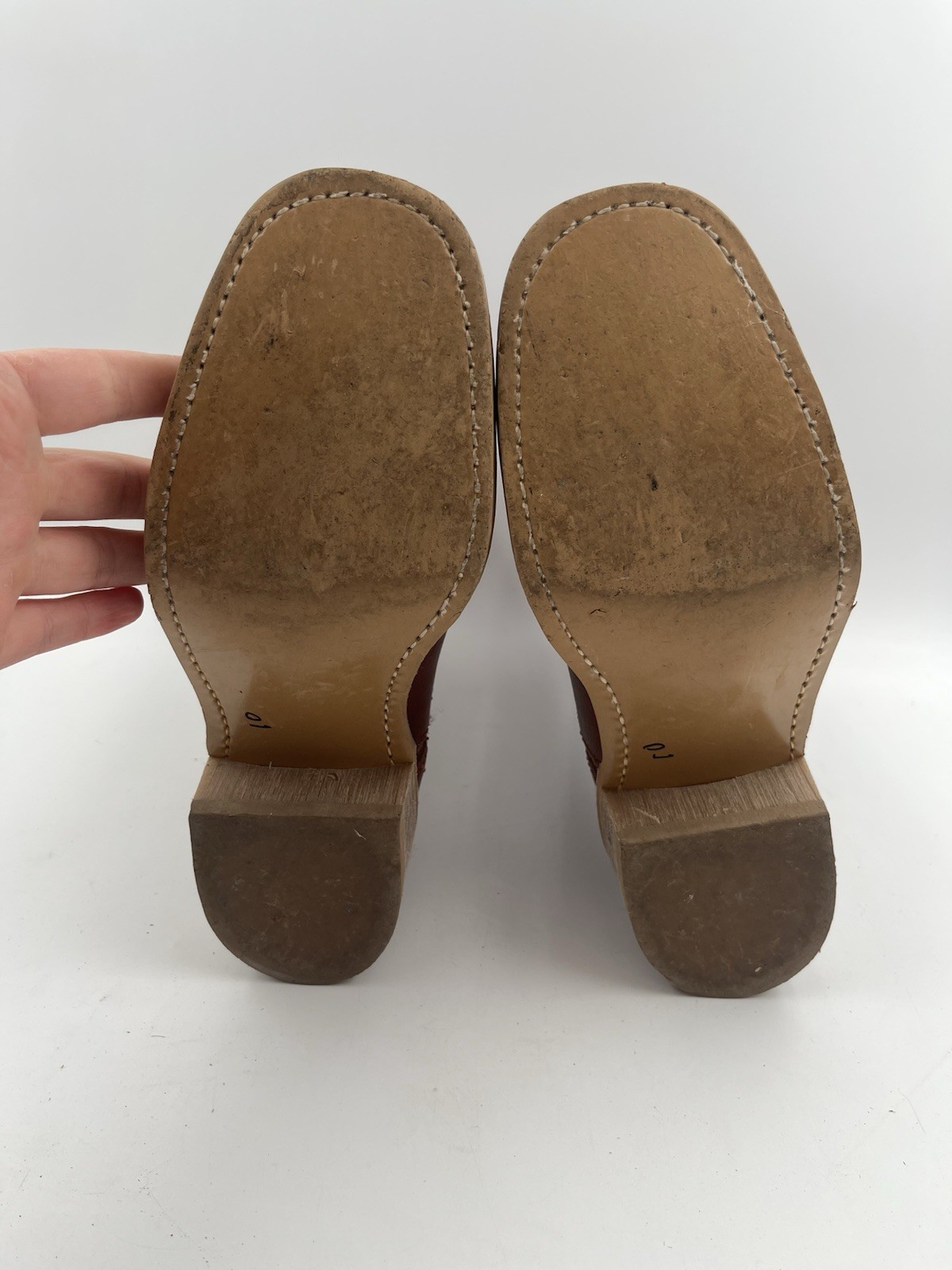Vintage Dingo Acme Campus Womens Brown Chunky Stacked Heel Leather Boots Size 9D