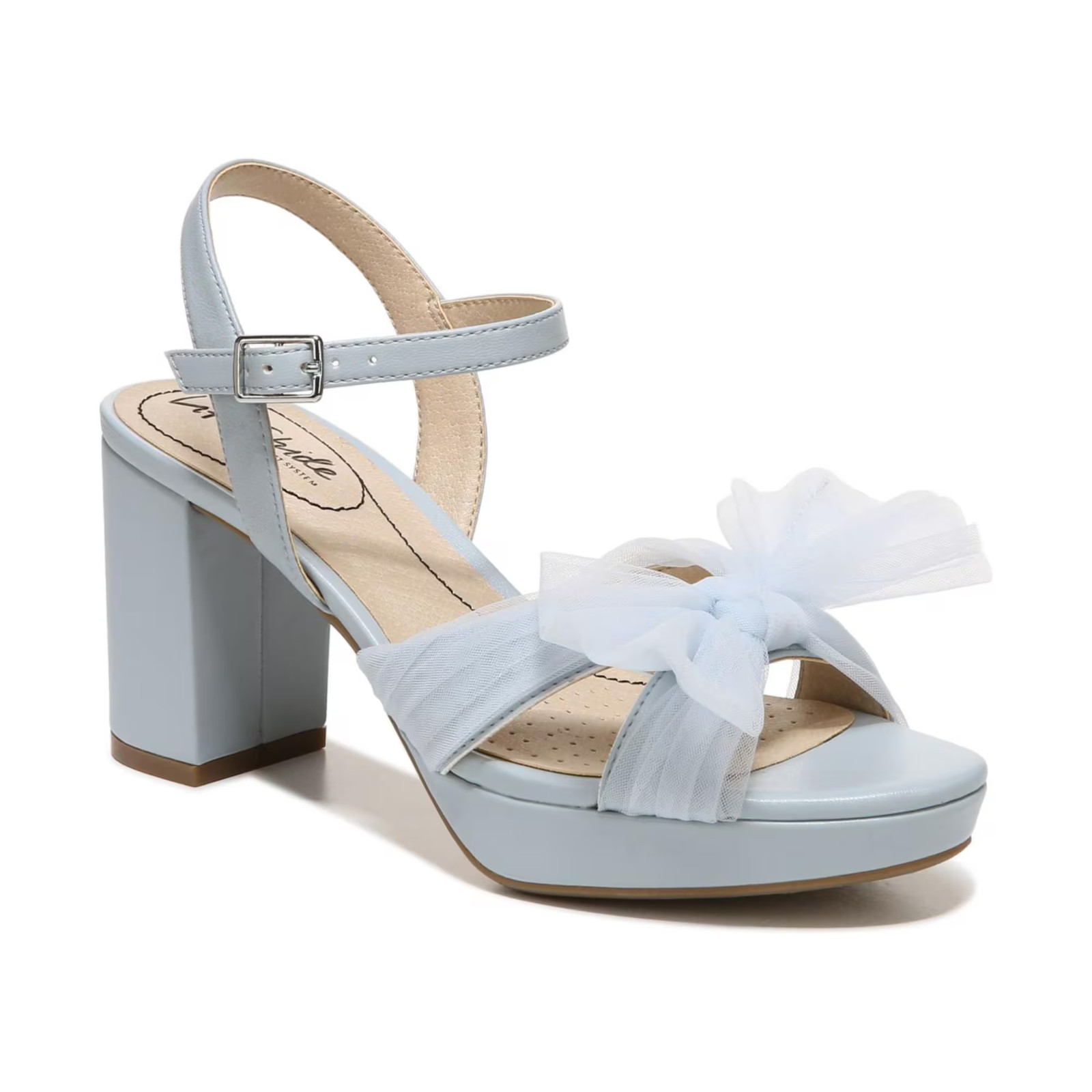 Women’s LifeStride Last Dance Dress Sandals Pearl Blue Faux Leather/Fabric